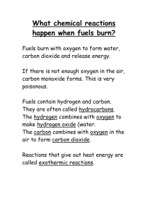 What chemical reactions happen when fuels burn