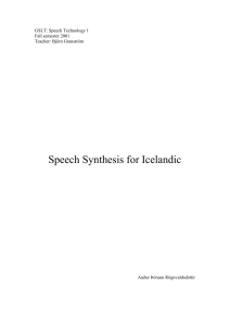 1 Introduction to Speech Synthesis