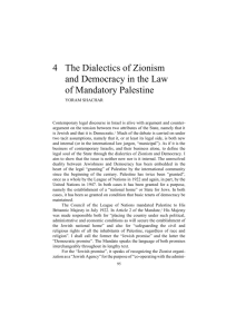 The Dialectics of Zionism and Democracy in the Law of Mandatory