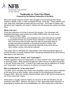 Textbooks on Time Fact Sheet - National Federation of the Blind