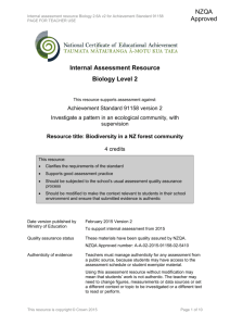 Level 2 Biology internal assessment resource