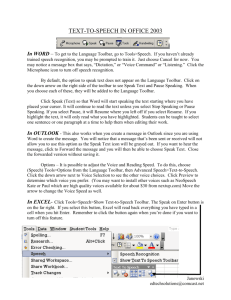 Text-to-speech in Office 2003