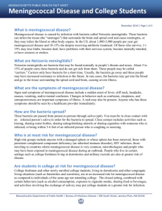 December 2014 | Page 1 of 3 What is meningococcal disease