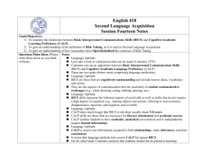 English 418 Second Language Acquisition Session Fourteen Notes