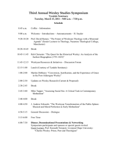 Tyndale Wesley Studies Symposium – March 3, 2009 – Seminary
