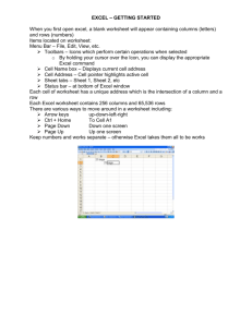 EXCEL – GETTING STARTED