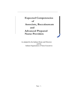 Expected Competencies of Associate, Baccalaureate and Advanced