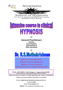 Intensive Course in Clinical Hypnosis brochure 2015