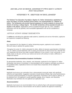The Stephen W. Hefner Scholarship