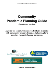 Community Pandemic Planning Guide (condensed) December 2006