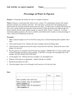 Percentage of water in popcorn lab answers image