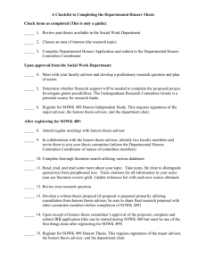 Honors Thesis Checklist