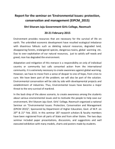Report for the seminar on `Environmental Issues: protection