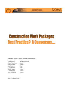 Construction Work Packages - Construction Owners Association of