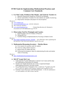 SVMI Tools for Implementing Mathematical Practices and Common