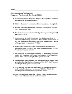 Frequency and Wavelength worksheet