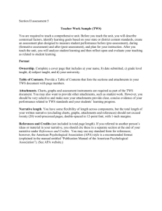Teacher Work Sample (TWS)