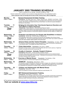 JANUARY 2005 TRAINING SCHEDULE RSVP is necessary for ALL