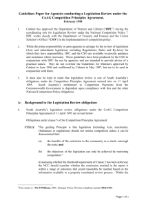Guidelines Paper for Agencies Conducting a Legislation Review