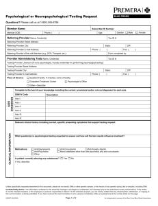 Psychological and Neuropsychological Testing Request Form