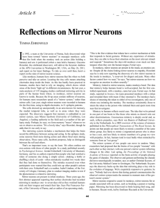 Article 8 ^.^^~~~~~~-~^ Reflections on Mirror Neurons Temma