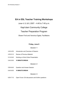 EA in ESL Teacher Training Workshops