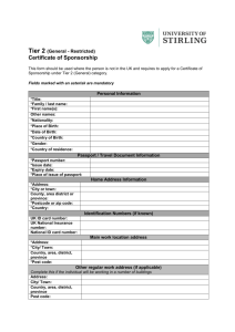 Tier 2 – Restricted CoS Application Form