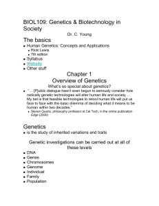 BIOL109: Genetics & Biotechnology in Society