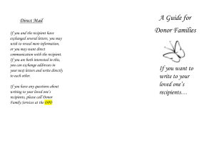 Brochure: donor family contacting recipient