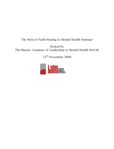 The Role of Faith Healing in Mental Health Seminar