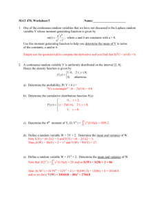Solutions for Continuous Random Variable worksheet