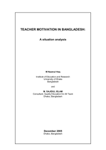 STATUS OF TEACHER MOTIVATION IN BANGLADESH - Tdi