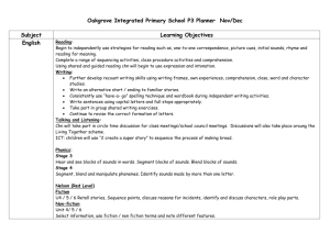 Oakgrove Integrated Primary School P3 Planner Nov/Dec