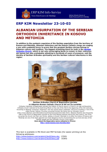 ERP KIM Newsletter 23-10-03 ALBANIAN USURPATION OF THE