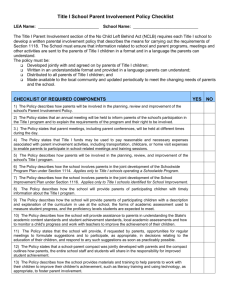 School Parent Involvement Policy Checklist