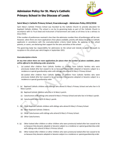 Admissions Policy 2015/16 - St Mary`s Catholic Primary School