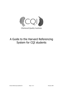 Harvard Referencing System - Chartered Quality Institute