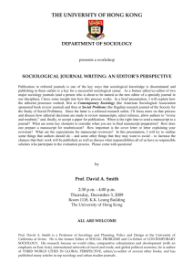 Sociological Journal Writing - Department of Sociology