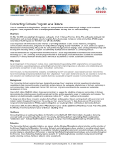 Connecting Sichuan Program at a Glance Cisco is committed to