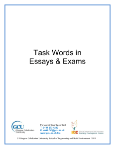 Task words in Essays and Exams - Glasgow Caledonian University