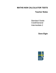 Maths Non Calculator Tests - Teacher Notes