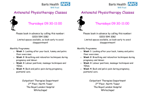 Antenatal physiotherapy classes - flyer