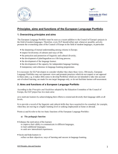 Principles, aims and functions of the European Language Portfolio