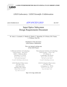 Input Optics Subsystem Design Requirements Document