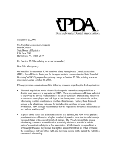 PDA`s letter to the SBOD regarding sexual misconduct regulations
