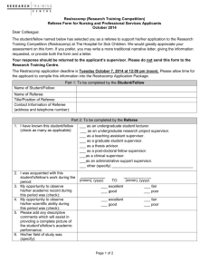 Restracomp (Research Training Competition) Referee Form for