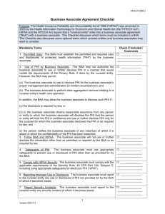 HIPAA business associate agreement checklist ()