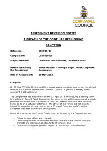 Councillor Stoneman Cornwall Council Assessment Decision