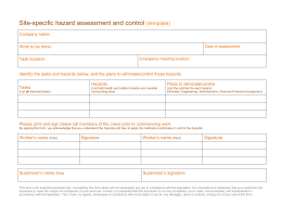 Site Specific Risk Assessment Template
