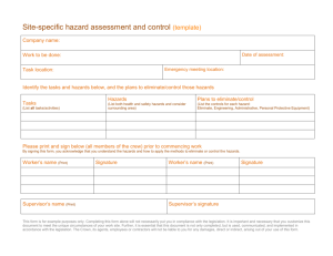 Site-specific hazard assessment and control (template)